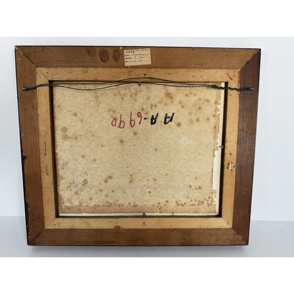 Winter Cottage Landscape Scene Oil Painting In Wood Frame MCM VTG Cozy Cottage - Picture 8 of 11